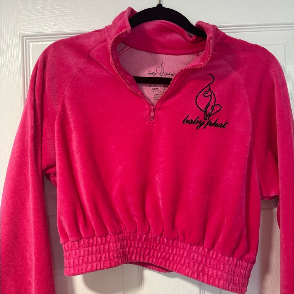 Baby Phat x F21 pink velour crop track top